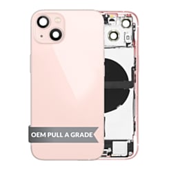 Back Housing Frame with Charging Port Flex & Small Parts for iPhone 13 (PINK) (US Version) (OEM Pull A Grade)