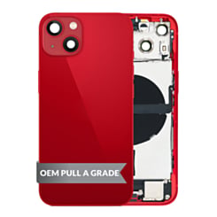 Back Housing Frame with Charging Port Flex & Small Parts for iPhone 13 (RED) (US Version) (OEM Pull A Grade)