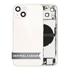 Back Housing Frame with Charging Port Flex & Small Parts for iPhone 13 (STARLIGHT) (US Version) (OEM Pull A Grade)