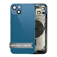 Order the Back Housing Frame with Small Components Pre-Installed for iPhone 13 BLUE US Version OEM Pull A Grade.

