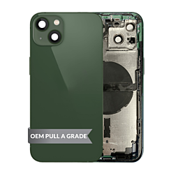 Purchase the Back Housing Frame with Small Components Pre-Installed for iPhone 13 GREEN US Version OEM Pull A Grade.

