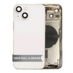 Buy the Back Housing Frame STARLIGHT US Version OEM Pull A Grade with Small Components Pre-Installed for iPhone 13.

