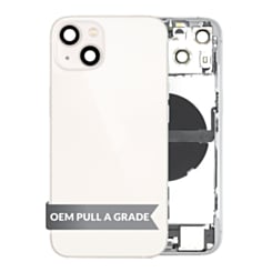 Back Housing Frame with Charging Port Flex & Small Parts for iPhone 13 (WHITE) (International) (OEM Pull A Grade)