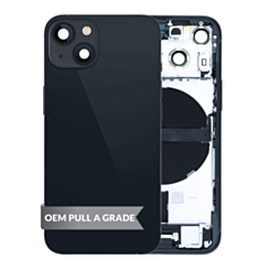 Back Housing Frame with Charging Port Flex & Small Parts for iPhone 13 Mini (MIDNIGHT) (US Version) (OEM Pull A Grade)