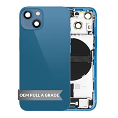 Back Housing Frame with Charging Port Flex & Small Parts for iPhone 13 Mini (BLUE) (US Version) (OEM Pull A Grade)