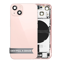 Back Housing Frame with Charging Port Flex & Small Parts for iPhone 13 Mini (PINK) (US Version) (OEM Pull A Grade)