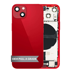 Back Housing Frame with Charging Port Flex & Small Parts for iPhone 13 Mini (RED) (US Version) (OEM Pull A Grade)