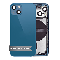 Purchase the Housing Frame with Small Parts Pre-Installed for iPhone 13 Mini Blue International OEM Pull A Grade.

