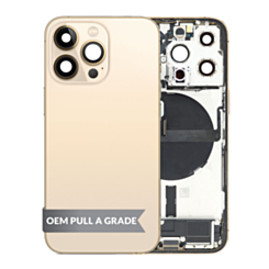 Back Housing Frame with Charging Port Flex & Small Parts for iPhone 13 Pro (GOLD) (US Version) (OEM Pull A Grade)
