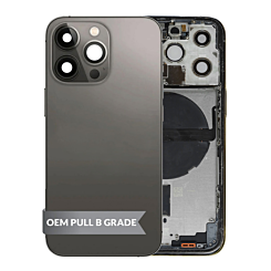 Shop the Back Housing Frame GRAPHITE US Version OEM Pull B Grade with Small Components Pre-Installed for iPhone 13 Pro.

