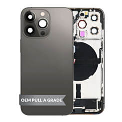 Back Housing Frame with Charging Port Flex & Small Parts for iPhone 13 Pro (SPACE BLACK) (International) (OEM Pull A Grade)