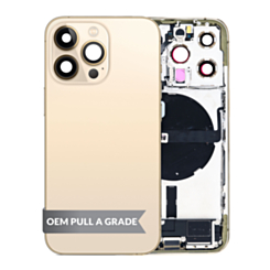 Back Housing Frame with Charging Port Flex & Small Parts for iPhone 13 Pro (GOLD) (International) (OEM Pull A Grade)