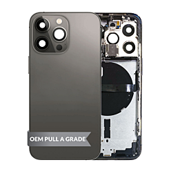Order the Housing Frame with Small Parts Pre-Installed for iPhone 13 Pro SPACE BLACK International OEM Pull A Grade.
