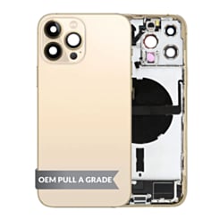 Back Housing Frame with Charging Port Flex & Small Parts for iPhone 13 Pro Max (GOLD) (US Version) (OEM Pull A Grade)
