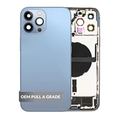 Back Housing Frame with Charging Port Flex & Small Parts for iPhone 13 Pro Max (BLUE) (International) (OEM Pull A Grade)