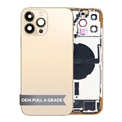 Back Housing Frame with Charging Port Flex & Small Parts for iPhone 13 Pro Max (GOLD) (International) (OEM Pull A Grade)