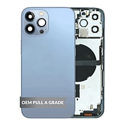 Shop the Housing Frame with Small Parts Pre-Installed for iPhone 13 Pro Max BLUE International OEM Pull A Grade.
