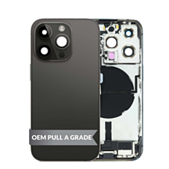 Back Housing Frame with Charging Port Flex & Small Parts for iPhone 14 Pro (BLACK) (International) (OEM Pull A Grade)