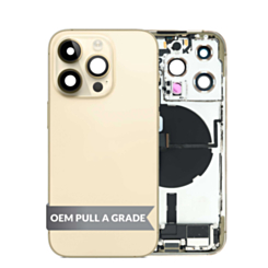 Back Housing Frame with Charging Port Flex & Small Parts for iPhone 14 Pro (GOLD) (International) (OEM Pull A Grade)