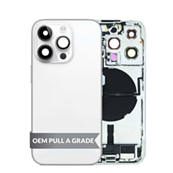 Back Housing Frame with Charging Port Flex & Small Parts for iPhone 14 Pro (SILVER) (International) (OEM Pull A Grade)
