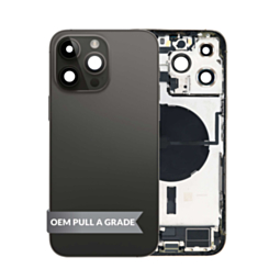 Back Housing Frame with Charging Port Flex & Small Parts for iPhone 14 Pro Max (SPACE BLACK) (US Version) (OEM Pull A Grade)
