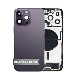 Back Housing Frame with Charging Port Flex & Small Parts for iPhone 14 Pro Max (DEEP PURPLE) (US Version) (OEM Pull A Grade)