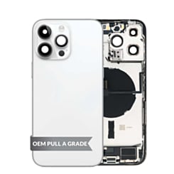 Back Housing Frame with Charging Port Flex & Small Parts for iPhone 14 Pro Max (SILVER) (US Version) (OEM Pull A Grade)