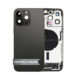 Back Housing Frame with Charging Port Flex & Small Parts for iPhone 14 Pro Max (SPACE BLACK) (International) (OEM Pull A Grade)