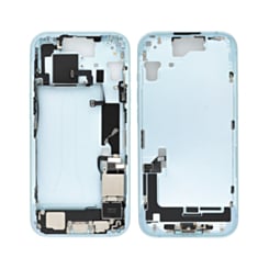 Back Housing Frame with Charging Port Flex & Small Parts for iPhone 15 (BLUE) (OEM Pull A Grade)