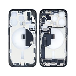 Back Housing Frame with Charging Port Flex & Small Parts for iPhone 15 Pro (BLACK TITANIUM) (OEM Pull A Grade)