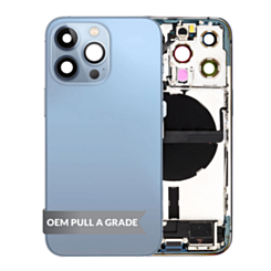 Back Housing Frame with Charging Port Flex & Small Parts for iPhone 13 Pro (BLUE) (International) (OEM Pull A Grade)