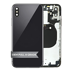 Order the Back Housing Frame with small components pre-installed for iPhone X, Space Gray, OEM Pull A Grade.
