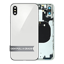 Stock up on the Back Housing Frame with small components pre-installed for iPhone X, Silver, OEM Pull A Grade.
