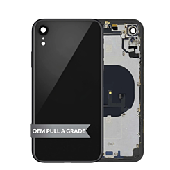 Purchase the Back Housing Frame with Small Components Pre-Installed for iPhone XR in Black, OEM Pull A Grade.
