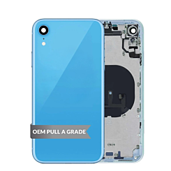 Order the Back Housing Frame with Small Components Pre-Installed for iPhone XR in Blue, OEM Pull A Grade.
