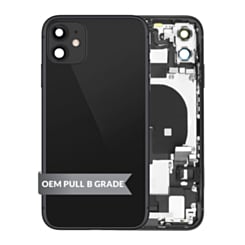 Back Housing Frame with Charging Port Flex & Small Parts for iPhone 11 (BLACK) (OEM Pull B Grade)