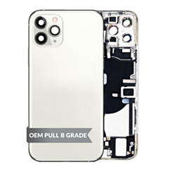 Back Housing Frame with Charging Port Flex & Small Parts for iPhone 11 Pro (SILVER) (OEM Pull B Grade)
