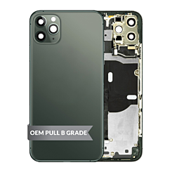 Order the Back Housing Frame in Midnight Green, OEM Pull B Grade, with Small Components Pre-Installed for iPhone 11 Pro.
