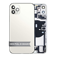 Back Housing Frame with Charging Port Flex & Small Parts for iPhone 11 Pro Max (SILVER) (OEM Pull B Grade)