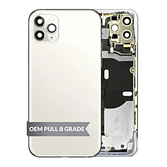 Buy the Back Housing Frame in Silver, OEM Pull B Grade, with small components pre-installed for iPhone 11 Pro Max.