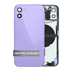 Buy the purple housing frame with small parts pre-installed for iPhone 12, international version, OEM Pull B Grade.
