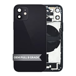 Back Housing Frame with Charging Port Flex & Small Parts for iPhone 12 Mini (BLACK) (OEM Pull B Grade)