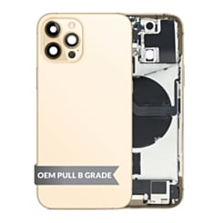 Back Housing Frame with Charging Port Flex & Small Parts for iPhone 12 Pro (GOLD) (OEM Pull B Grade)