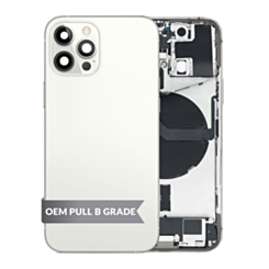 Back Housing Frame with Charging Port Flex & Small Parts for iPhone 12 Pro (SILVER) (OEM Pull B Grade)