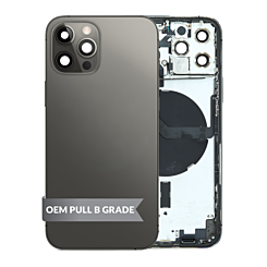 Purchase the Housing Frame with Small Parts Pre-Installed for iPhone 12 Pro Graphite International OEM Pull B Grade.
