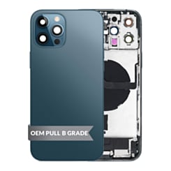 Back Housing Frame with Charging Port Flex & Small Parts for iPhone 12 Pro Max (PACIFIC BLUE) (OEM Pull B Grade)