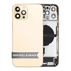 Back Housing Frame with Charging Port Flex & Small Parts for iPhone 12 Pro Max (GOLD) (OEM Pull B Grade)