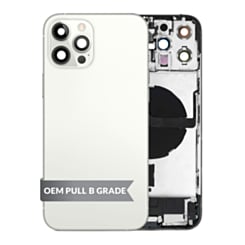 Back Housing Frame with Charging Port Flex & Small Parts for iPhone 12 Pro Max (SILVER) (OEM Pull B Grade)