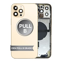 Buy the Back Housing Frame with Small Components Pre-Installed for iPhone 12 Pro Max GOLD OEM Pull B Grade.






