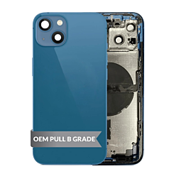 Order the Back Housing Frame with Small Components Pre-Installed for iPhone 13 BLUE US Version OEM Pull B Grade.

